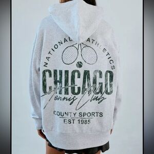 Chicago Country Club Sport Graphic Relaxed Hoodie Sweatshirt medium - oversized